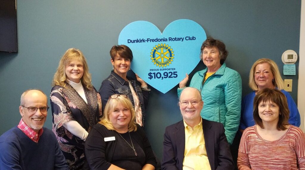 Submitted photo Front row: Andrew Dickson, VP Community Engagement at CHCP; Ellen Luczkowiak, Rotary member and CHPC board member; Jefferson Westwood, Rotary member; Diane Hannum, Executive Director of Northern Chautauqua County Foundation and President-Elect of the club; Michele Starwalt-Woods, Rotary member and District 7090 Assistant Governor; Jennifer Vahl, Rotary member; Irene Strychalski, Rotary member; and Alison Dengler, wife of Rotary President David Degler.